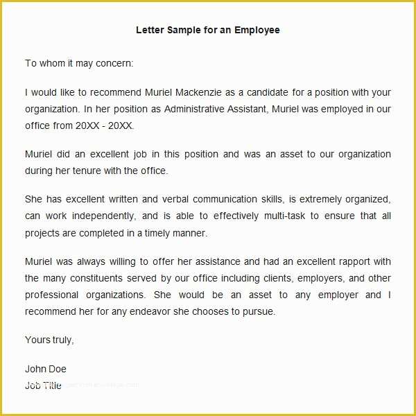Free Job Reference Template Of 18 Employee Re Mendation Letters Pdf Doc