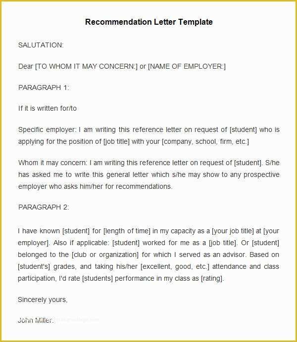 Free Job Reference Template Of 20 Employee Re Mendation Letter Templates