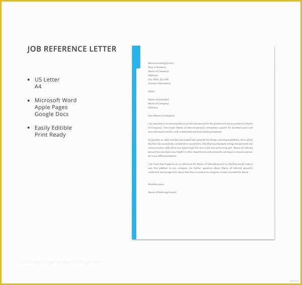 Free Job Reference Template Of 42 Reference Letter Templates Pdf Doc