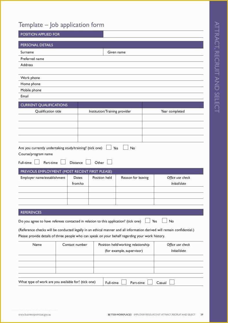 Free Job Reference Template Of 7 Application Form Templates 