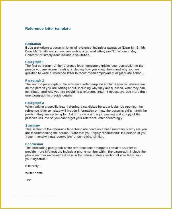 Free Job Reference Template Of 7 Job Reference Letter Templates Free Sample Example