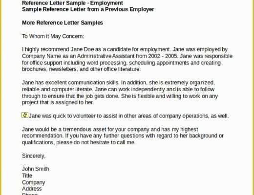 Free Job Reference Template Of 7 Job Reference Letter Templates Free Sample Example