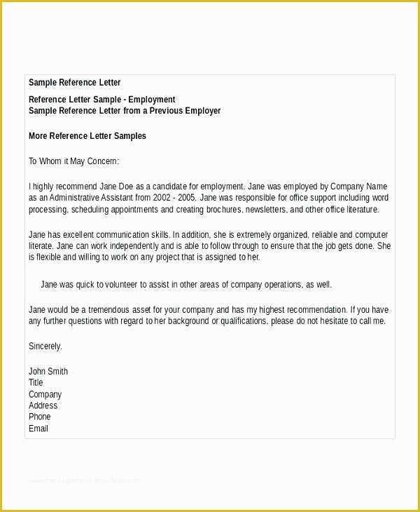 Free Job Reference Template Of Job Reference Letter Template – Syncla