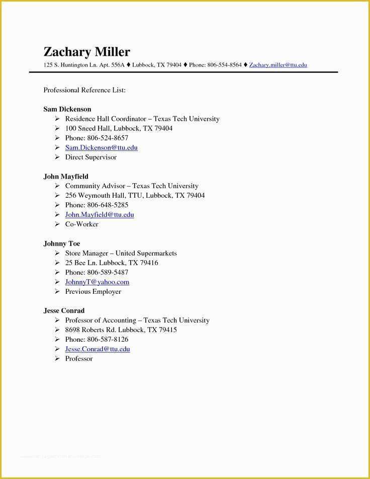 Free Job Reference Template Of Professional References Page Template
