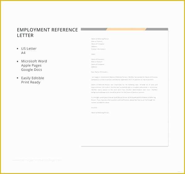 Free Job Reference Template Of Re Mendation Letter Previous Employer Work Reference