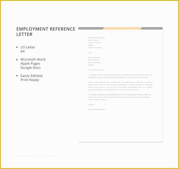 Free Job Reference Template Of Re Mendation Letter Previous Employer Work Reference