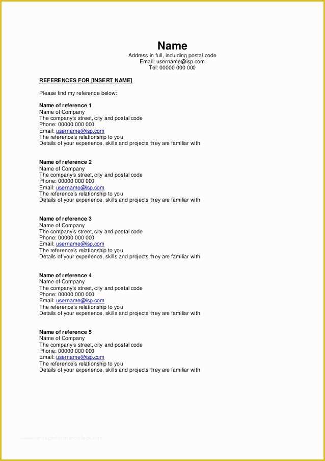 Free Job Reference Template Of Reference Sheet Template Free