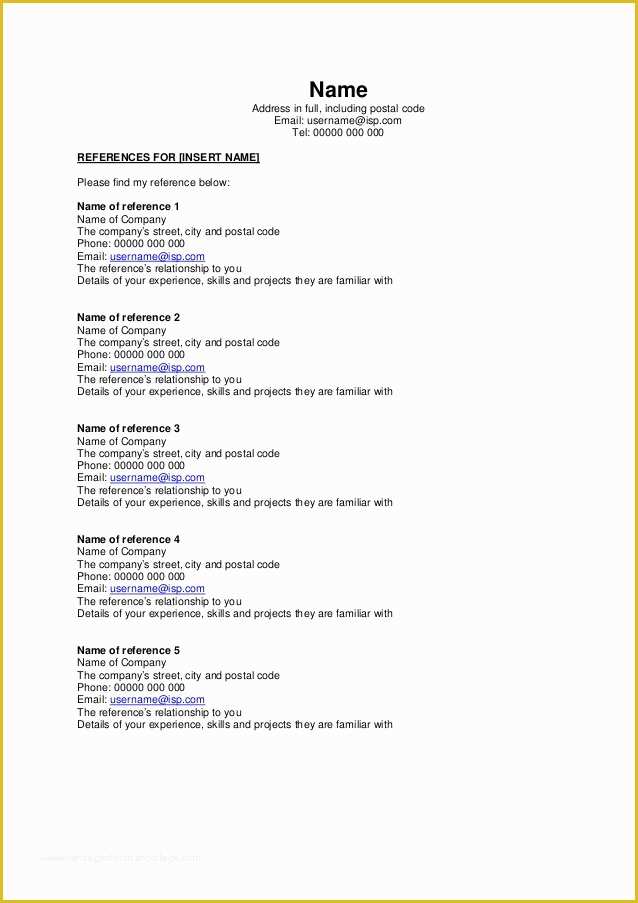 Free Job Reference Template Of Reference Sheet Template Free