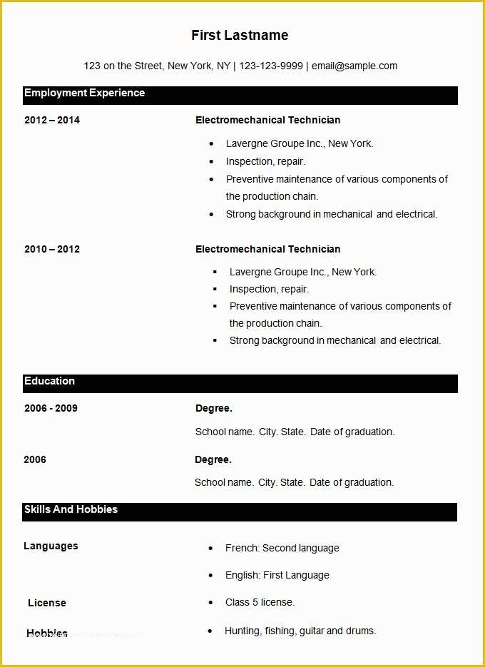 Free Job Resume Template Of 70 Basic Resume Templates Pdf Doc Psd