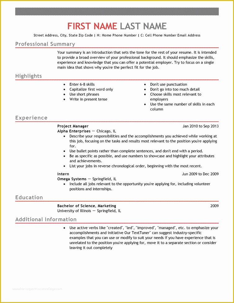 Free Job Resume Template Of Free Professional Resume Templates