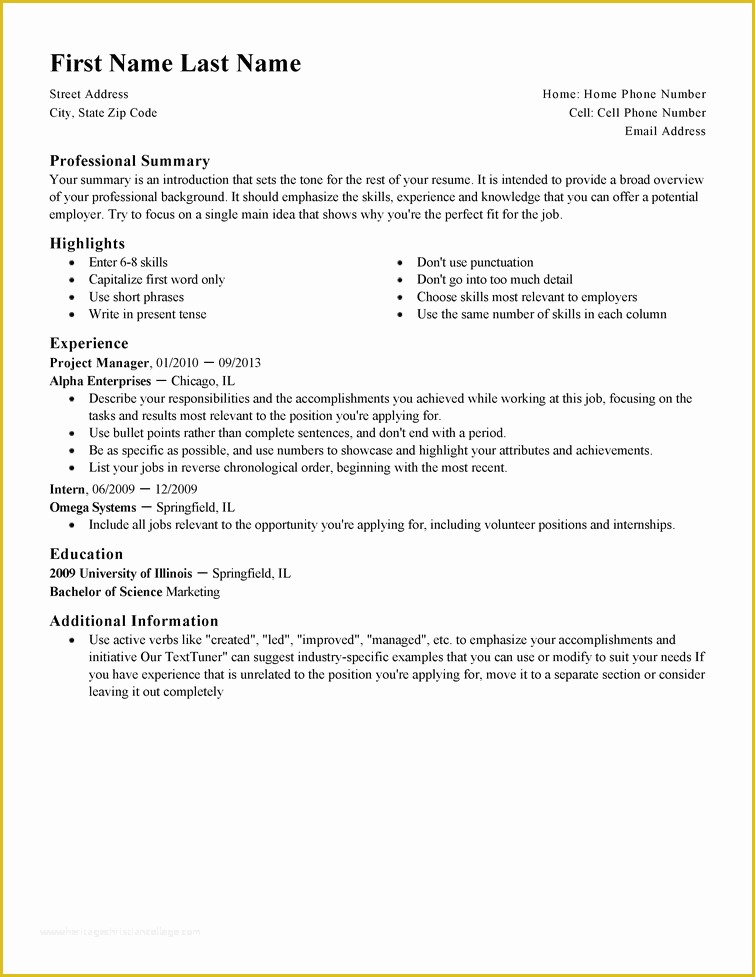 Free Job Resume Template Of Free Professional Resume Templates