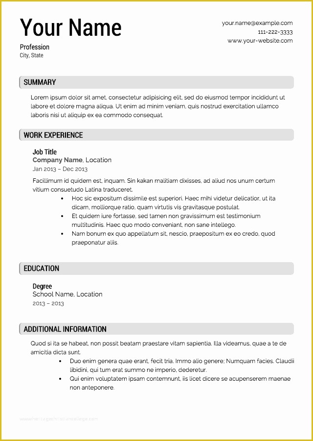 Free Job Resume Template Of Free Resume Templates