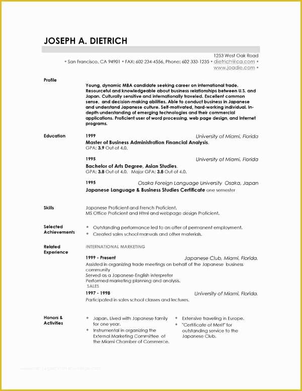 Free Job Specific Resume Templates Of Cv Examples