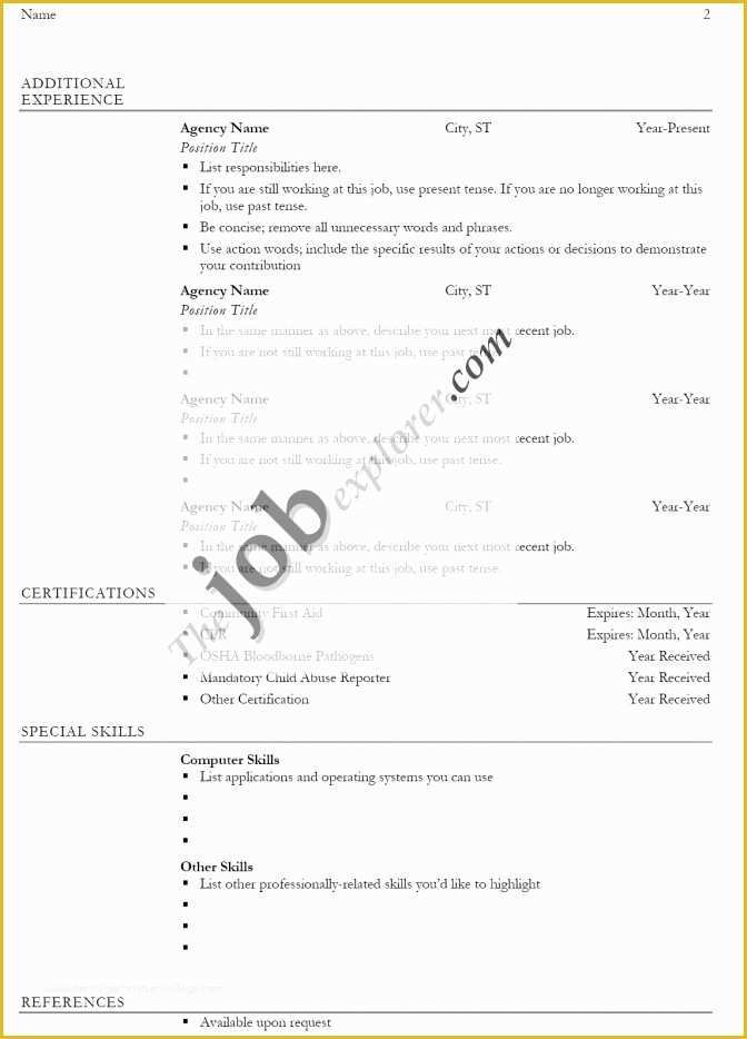 Free Job Specific Resume Templates Of Job Specific Resume