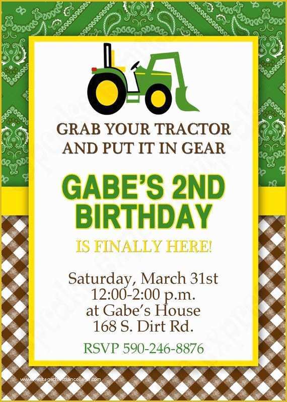 Free John Deere Invitation Template Of Diy John Deere 3 Printable Birthday Party Invitation Green