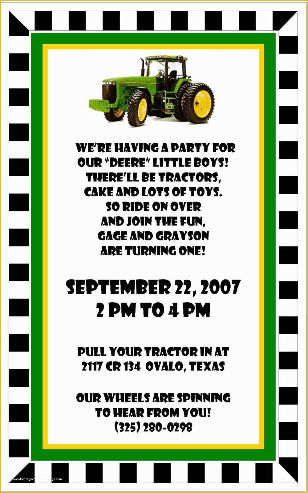 Free John Deere Invitation Template Of Free Gta Birthday Invitations