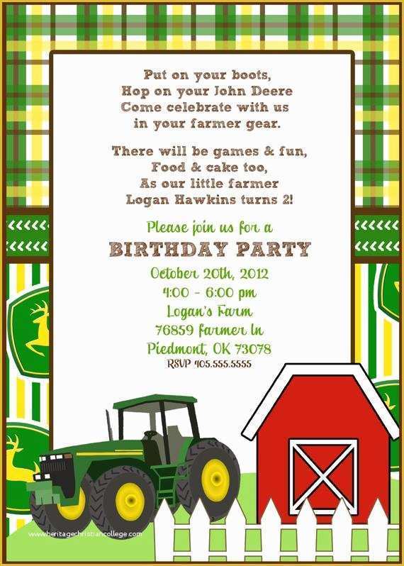 Free John Deere Invitation Template Of Items Similar to Customizable Printable John Deere Invite