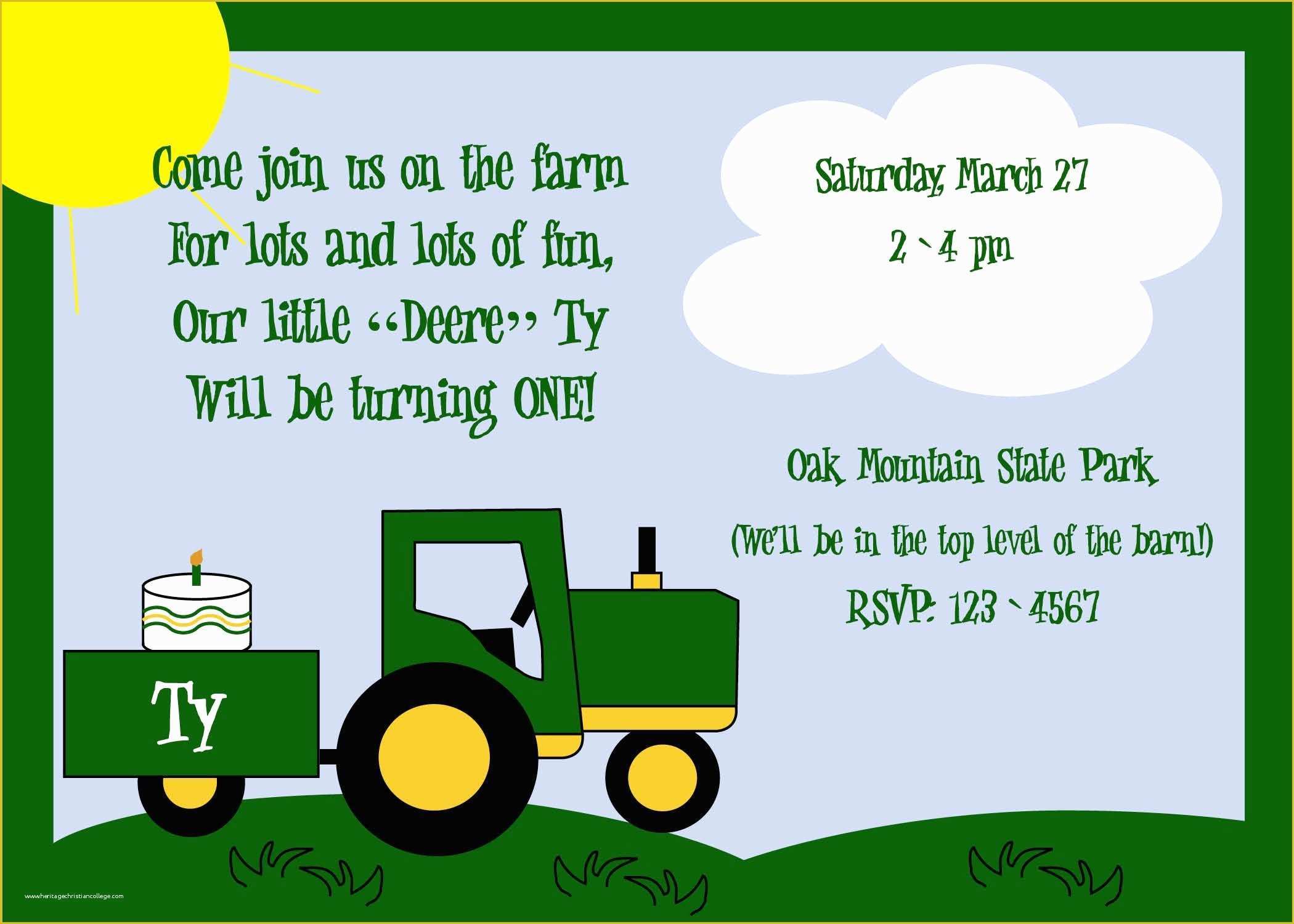 Free John Deere Invitation Template Of John Deere Birthday Invitation