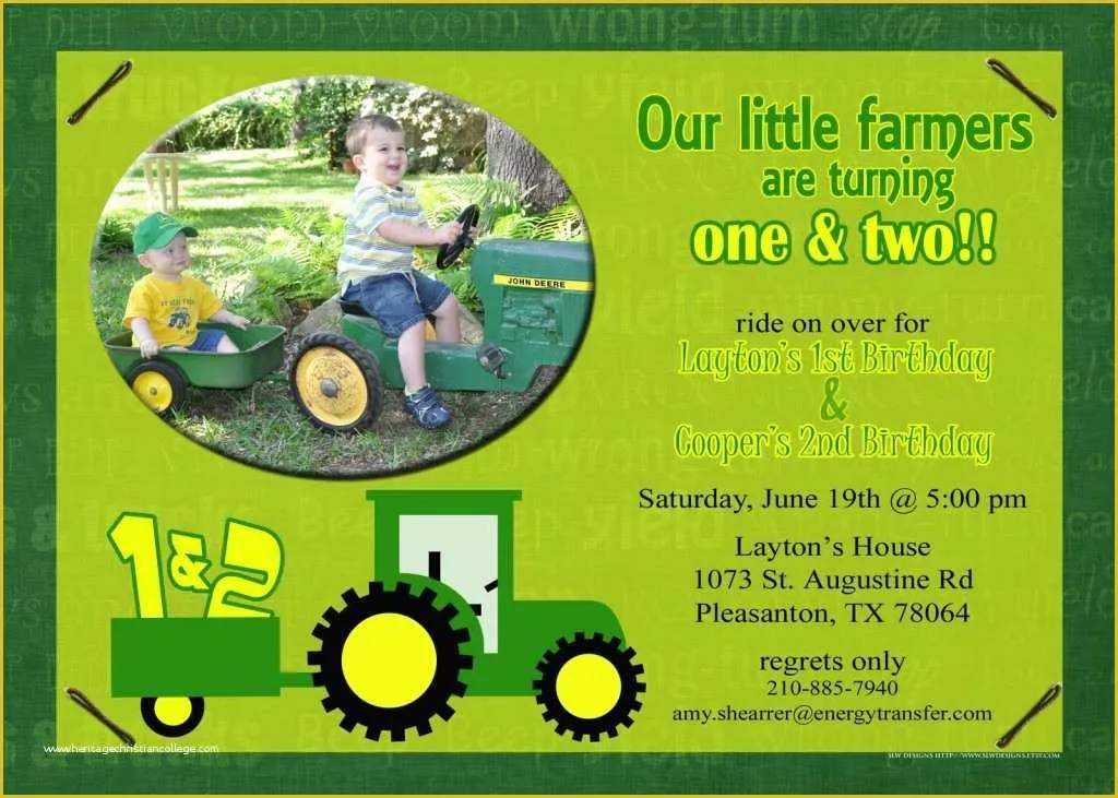 Free John Deere Invitation Template Of John Deere Birthday Invitations Ideas – Bagvania Free