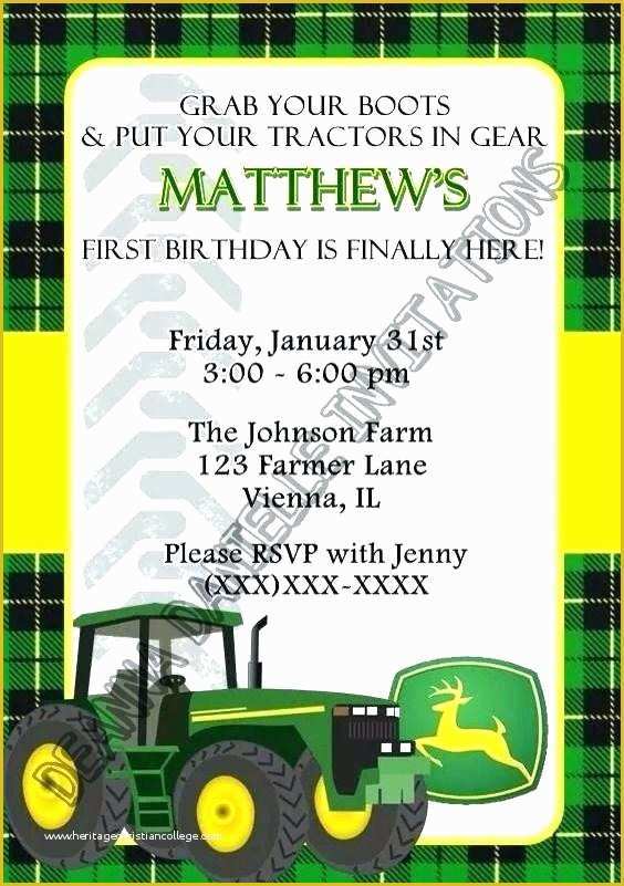 Free John Deere Invitation Template Of John Deere Birthday Invitations John Birthday Invitations