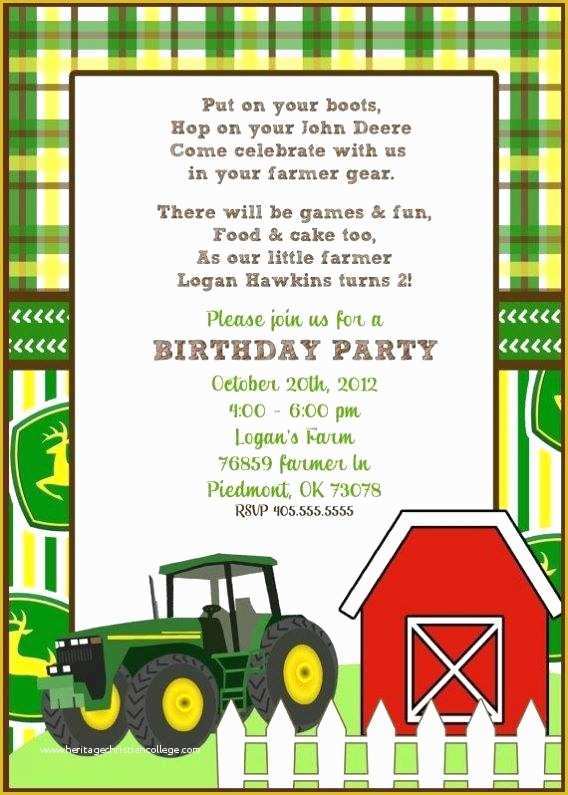 Free John Deere Invitation Template Of John Deere Birthday Invitations John Birthday Invitations