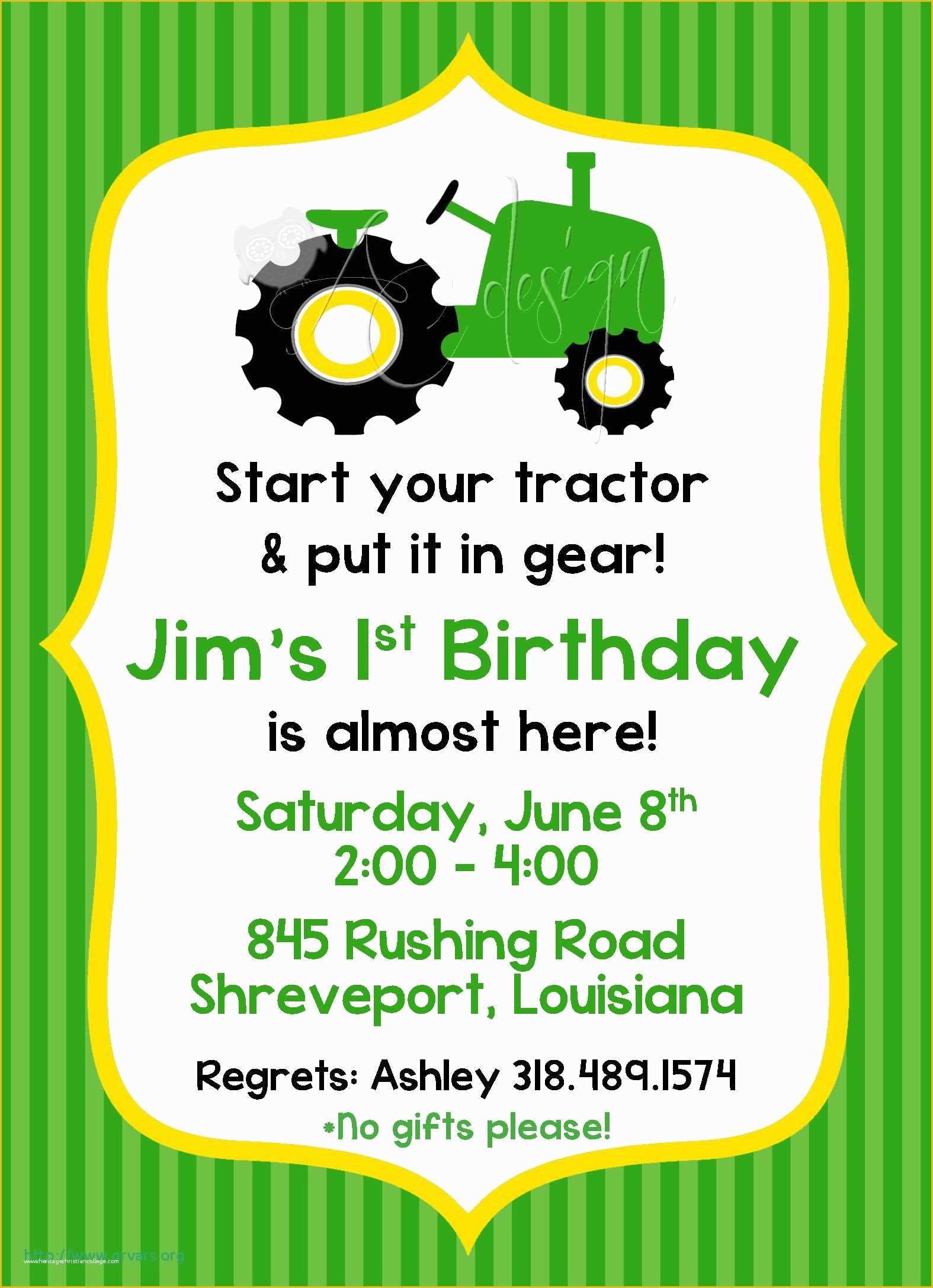 Free John Deere Invitation Template Of John Deere Birthday Invitations Landscaping Birthday