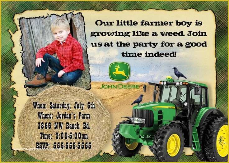 Free John Deere Invitation Template Of John Deere Farm Birthday Invitations Templates John