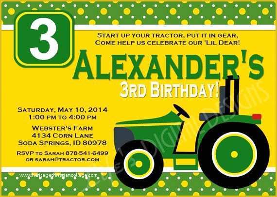 Free John Deere Invitation Template Of John Deere Farm Birthday Invitations Templates John