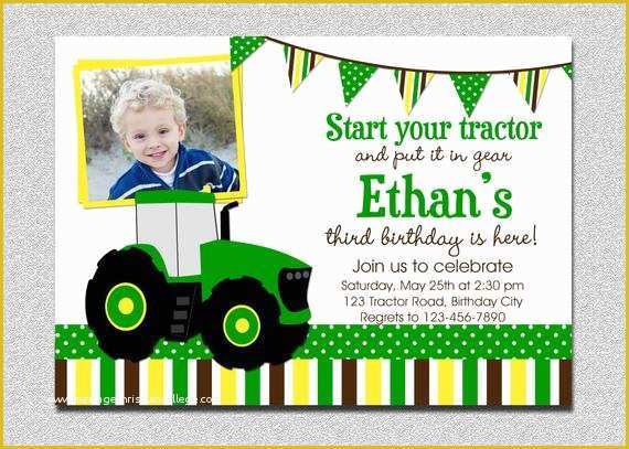 Free John Deere Invitation Template Of Tractor Birthday Invitation Tractor Birthday Party