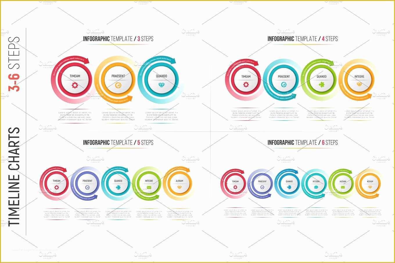 Free Joomla 3.6 Templates Of Infographic 3 6 Steps Process Charts with Circular Arrows