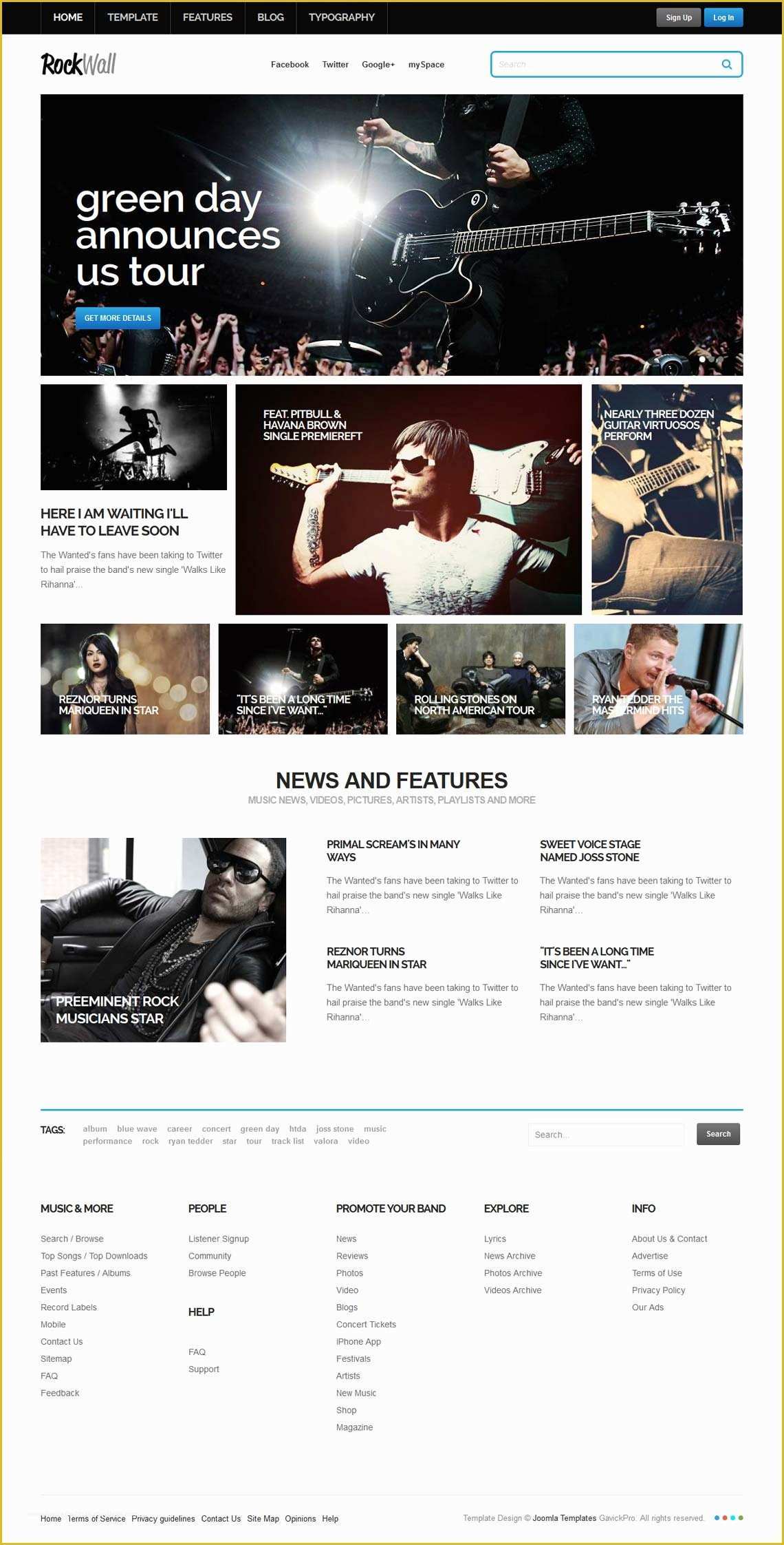 Free Joomla 3.6 Templates Of Rockwall Joomla Template for Bands &amp; Musicians