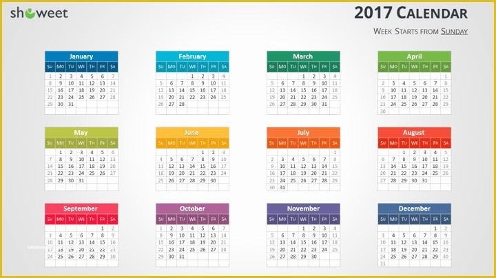 Free Keynote Templates 2017 Of Colorful 2017 Calendar for Powerpoint and Keynote