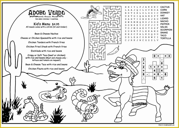 Free Kids Menu Template Of Children S Menus