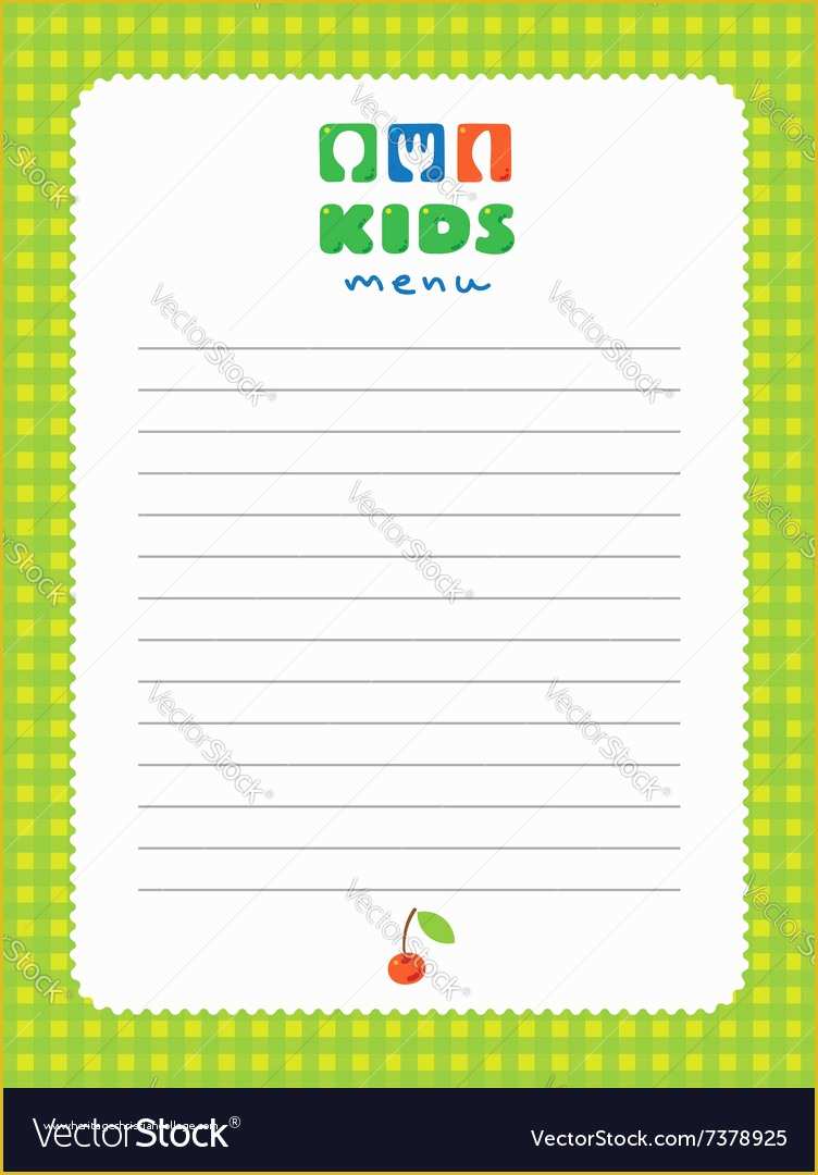 Free Kids Menu Template Of Design Template Background for Kids Menu Vector Image