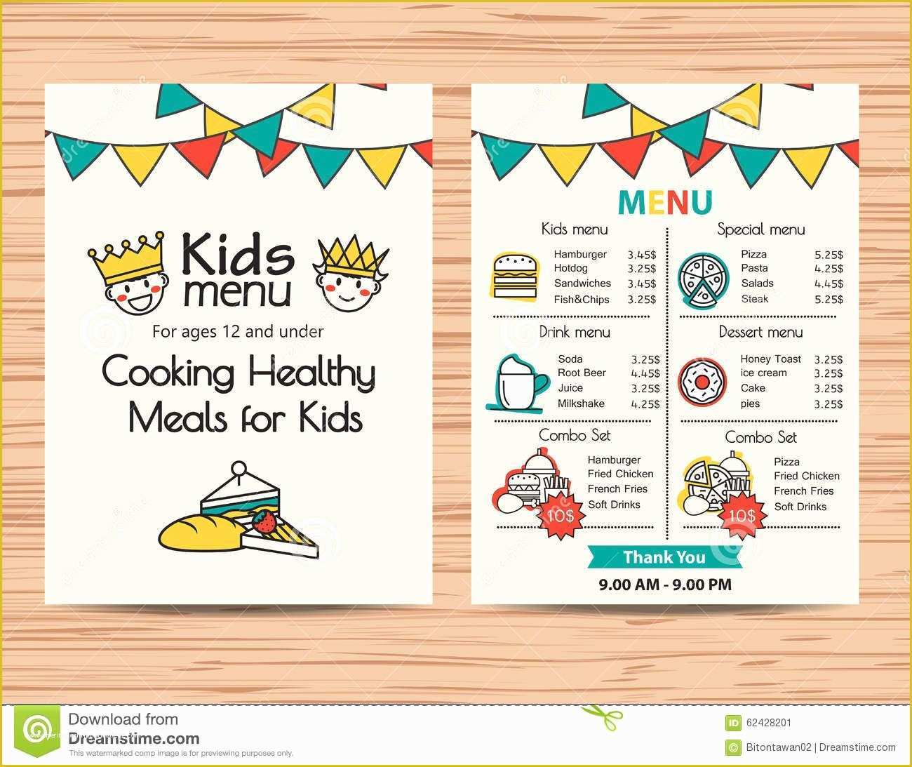 Free Kids Menu Template Of Kids Meal Menu Vector Template Restaurant Menu Design