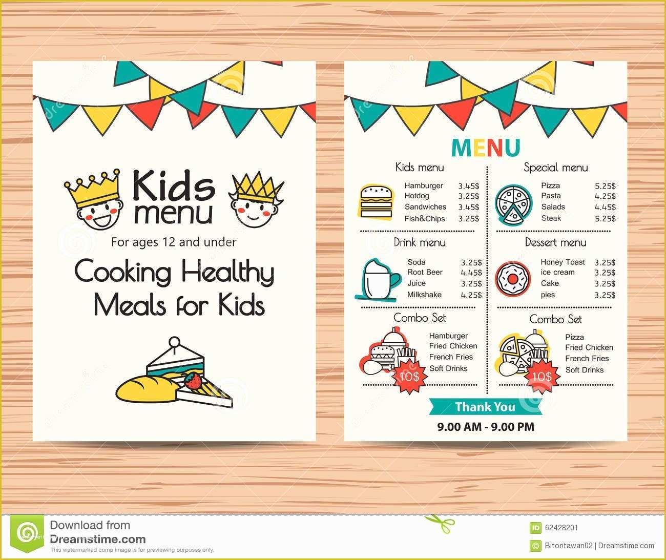 Free Kids Menu Template Of Kids Meal Menu Vector Template Restaurant Menu Design