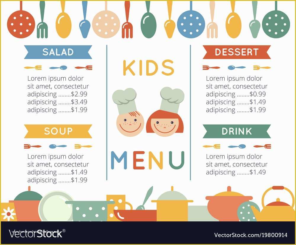 Free Kids Menu Template Of Kids Menu Template Free