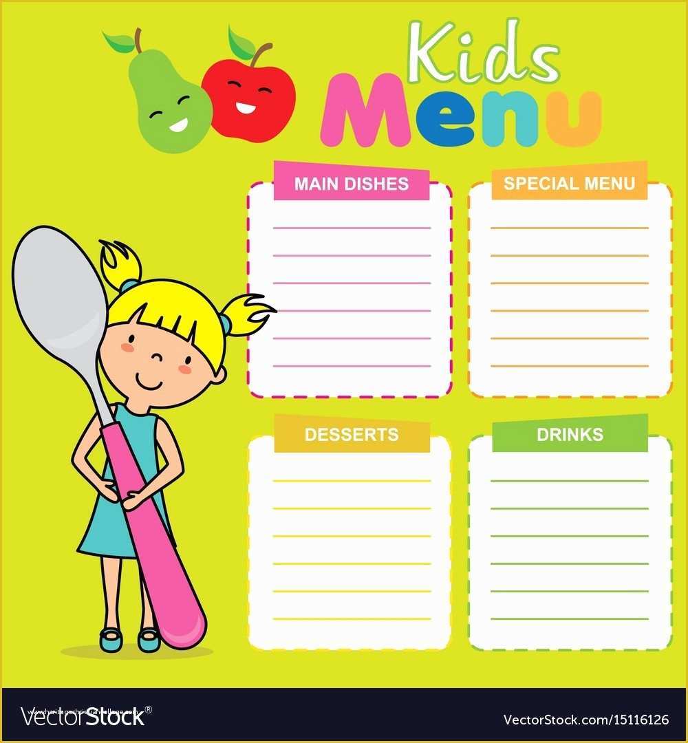 Free Kids Menu Template Of Kids Menu Template