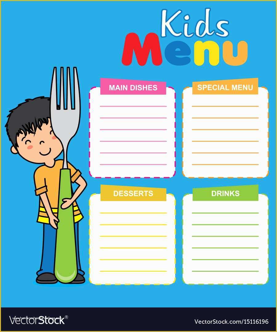 Free Kids Menu Template Of Kids Menu Template Royalty Free Vector Image Vectorstock