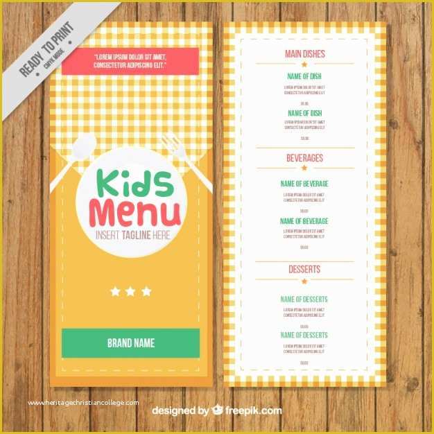 Free Kids Menu Template Of Kids Menu Template with A Cloth Vector
