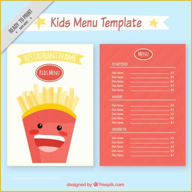 Free Kids Menu Template Of Kids Restaurant Menu Template Vector