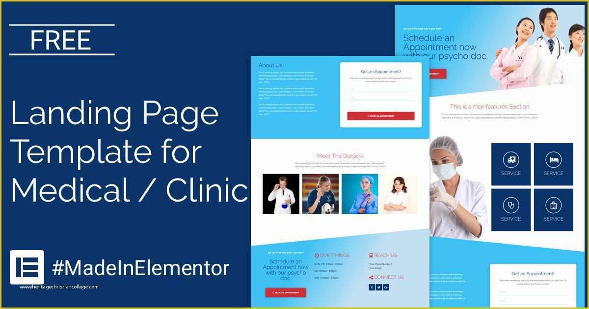 Free Landing Page Templates 2017 Of Free Landing Page Elementor Template for Medical & Clinic