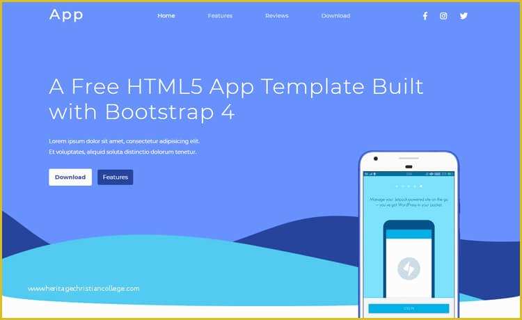 Free Landing Page Templates Bootstrap Of App Free HTML5 Bootstrap 4 App Landing Page Template