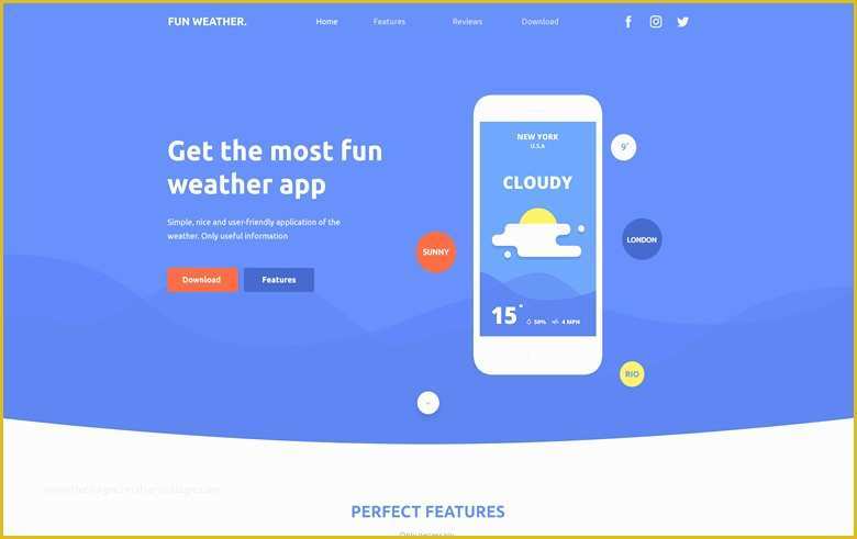 Free Landing Page Templates Bootstrap Of Weather Apps Landing Page Free Bootstrap Template