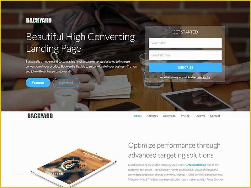 Free Landing Page Templates Of Backyard Free Bootstrap Landing Page Template