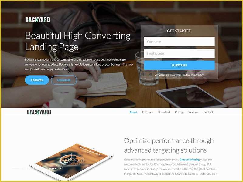 Free Landing Page Templates Wordpress Of Backyard Free Bootstrap Landing Page Template