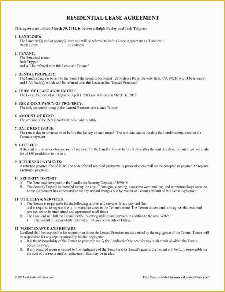 Free Landlord Lease Agreement Template Of Free Lease &amp; Rental Agreement forms