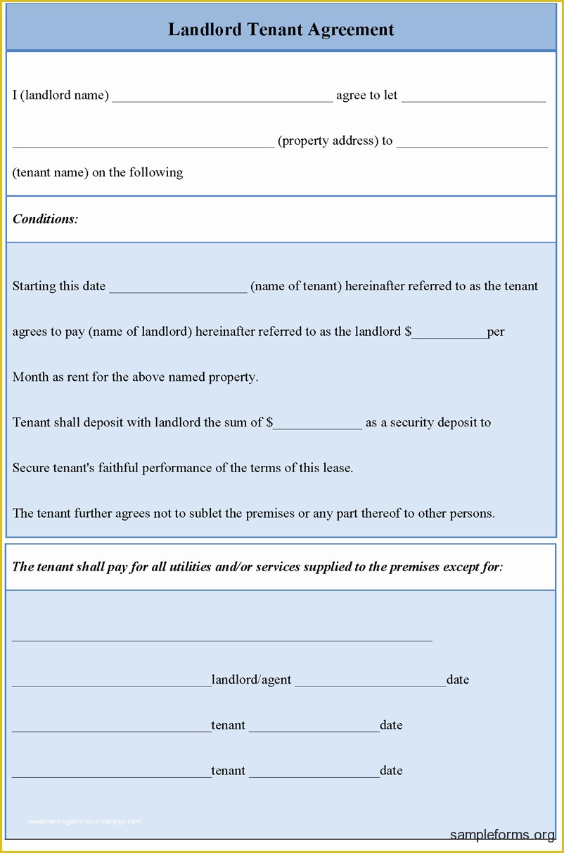 Free Landlord Lease Agreement Template Of Landlord Tenant Agreement form Sample forms