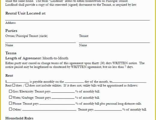 Free Landlord Lease Agreement Template Of Printable Sample Free Printable Rental Agreements form