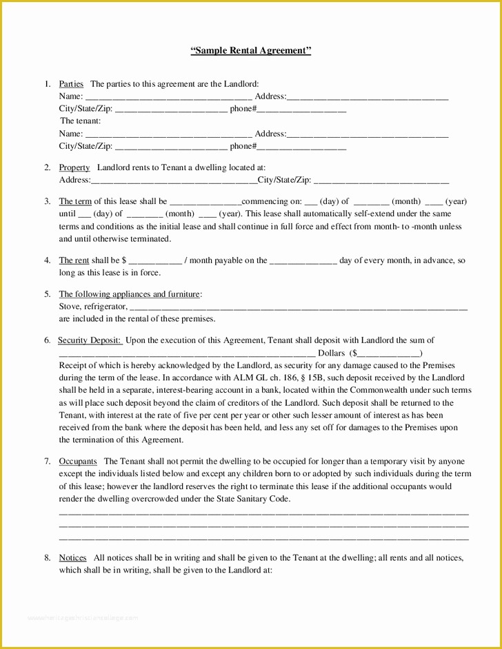 Free Landlord Lease Agreement Template Of Tenant Rental Agreement